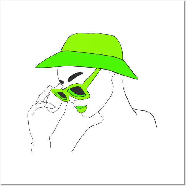 Woman in Lime Green Sunglasses Wall Art by JanuaryPomegranate